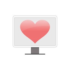 heart in computer monitor on white background