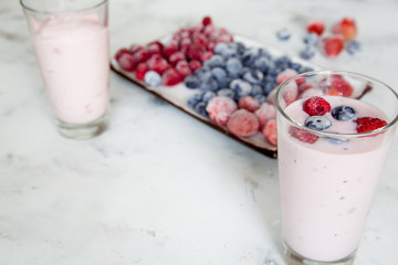 yogurt berries organic diet healthy food white marble