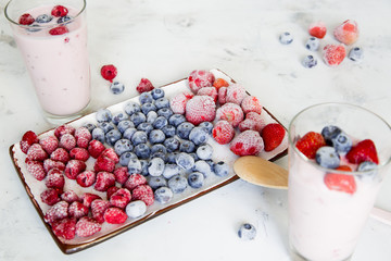 berries yogurt ice organic diet healthy food white marble