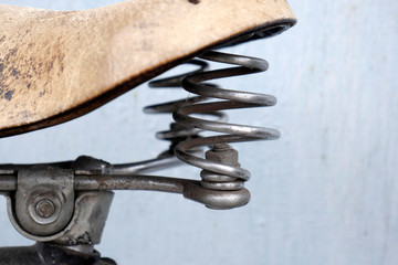 Vehicle iron details. Close up leather seat