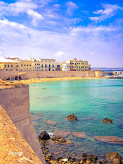Scenic view of Gallipoli waterfront, Salento, Apulia, Italy - obrazy, fototapety, plakaty
