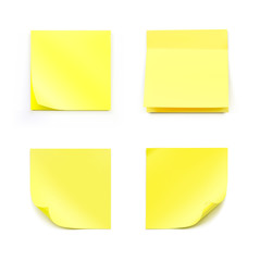 Yellow realistic stick note papers. Vector illustration isolated on white background. Ready for your design. EPS10.