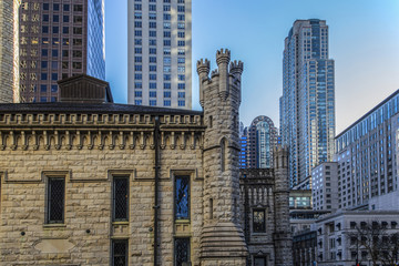 Fototapeta na wymiar Chicago city urban street architecture