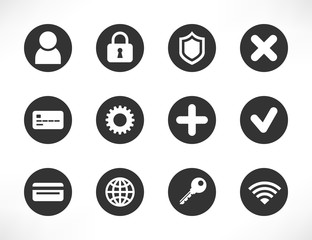 Universal black white button icons