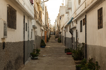 Fototapeta na wymiar Agadir mornings street walk, Morocco street photo.