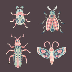 Set of cut out paper bugs.
