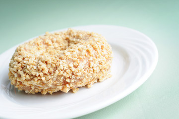 Donut Coated with Nuts - Unhealthy Breakfast Eating