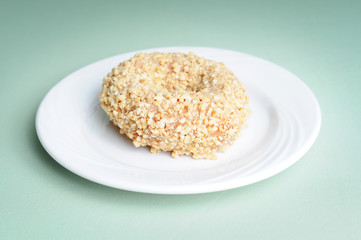 Donut Coated with Nuts - Unhealthy Breakfast Eating