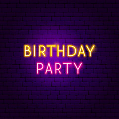 Fototapeta na wymiar Birthday Party Neon Sign