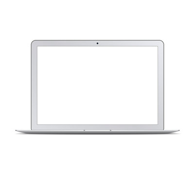 White laptop. Realistic vector