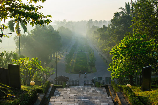 Indonesia, Java, early morning view from the Borobudur Temple Complex