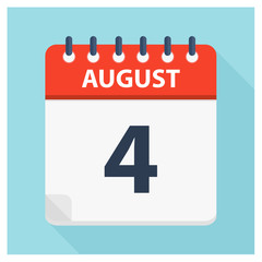 August 4 -  Calendar Icon - Calendar design template