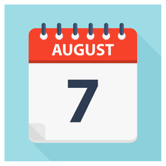 August 7 -  Calendar Icon - Calendar design template