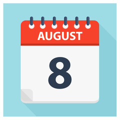 August 8 -  Calendar Icon - Calendar design template