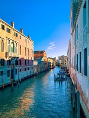 Traditional narrow canal in Venice, Italy
