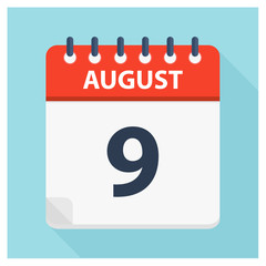 August 9 -  Calendar Icon - Calendar design template