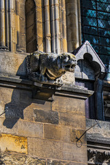 Architectural fragments of Reims Notre-Dame cathedral. Notre-Dame de Reims Cathedral (Our Lady of Reims, 1275) is Roman Catholic Church in Reims. Champagne-ardenne, France.