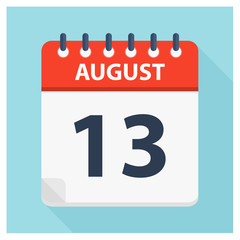 August 13 -  Calendar Icon - Calendar design template