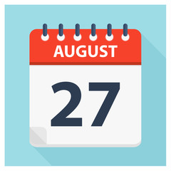 August 27 -  Calendar Icon - Calendar design template