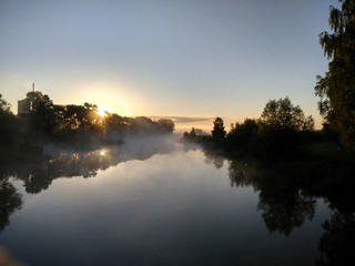 sunrise over the lake