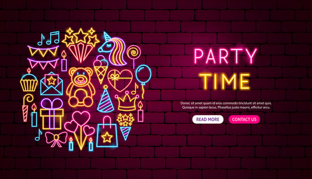 Party Time Neon Banner Design