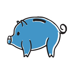 Doodle  piggy bank icon
