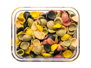 Pasta in bowl isolated on white