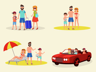 Fototapeta premium Family vacation flat set
