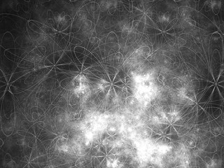 Monochrome Digital Fractal Artwork, Abstract Background Image, Graphic Illustration Artistic Resource, Lines and Symmetrical Patterns, Repeating Patterns, Modern Fractal Computer Generated Art.