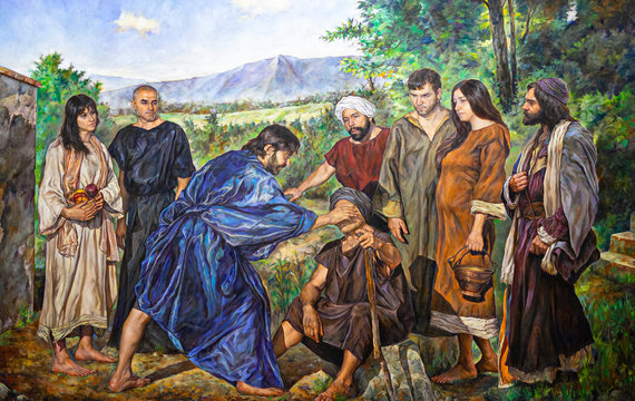 oil painting on canvas of a religious scene.