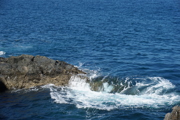 Ocean, waves and rocks at the coast of Fuerteventura