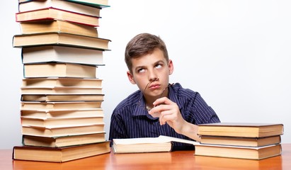 Boy reading book, education concept and school,  knowledge.