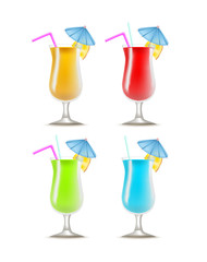 Realistic Detailed 3d Cocktail Drink Party Beverage Set. Vector