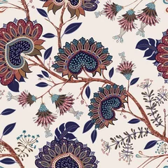 Meubelstickers Jacobean seamless pattern. Flowers background, provence style. Stylized climbing flowers. Decorative ornament backdrop for fabric, textile, wrapping paper, card, invitation, wallpaper, web © sunny_lion