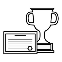 graduation certificate with trophy cup