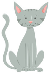 happy gray cat cartoon animal character