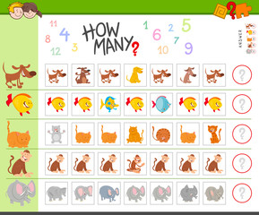 counting game with cartoon animals