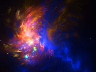 Obraz premium Starfield, stars and space dust scattered throughout the universe. Vast open interstellar space, cosmic abstract artwork. Distant swirling galaxies, interplanetary travel, astral artwork.