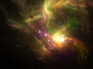 Starfield, stars and space dust scattered throughout the universe. Vast open interstellar space, cosmic abstract artwork. Distant swirling galaxies, interplanetary travel, astral artwork.