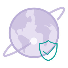 world planet earth with shield