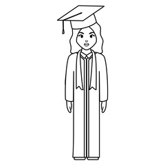young student graduated girl character