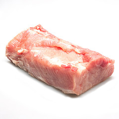 Raw pork meat ribs or Pork neck , close-up, isolated on white background.