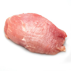 Raw pork meat ribs or Pork neck , close-up, isolated on white background.