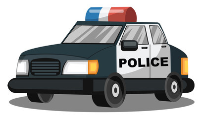 Deep blue and white police vehicle vector illustration on white background.