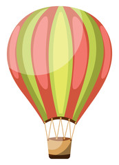 Green and pink vintage hot air balloon vector illustration on white background.