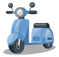 Vector illustration of light blue scooter  on white background.