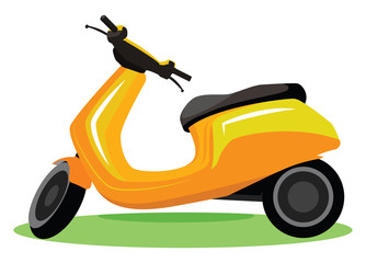 Yellow modern scooter vector illustration on white background.