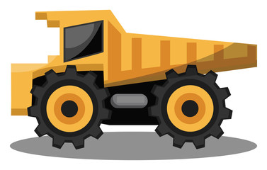 Vector illustration of yellow transporting tractor on white background.