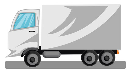 White minimalistic truck vector illustration on white background.
