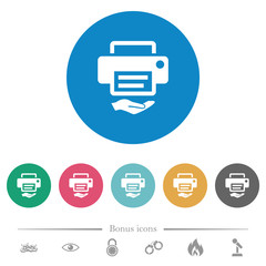 Shared printer flat round icons